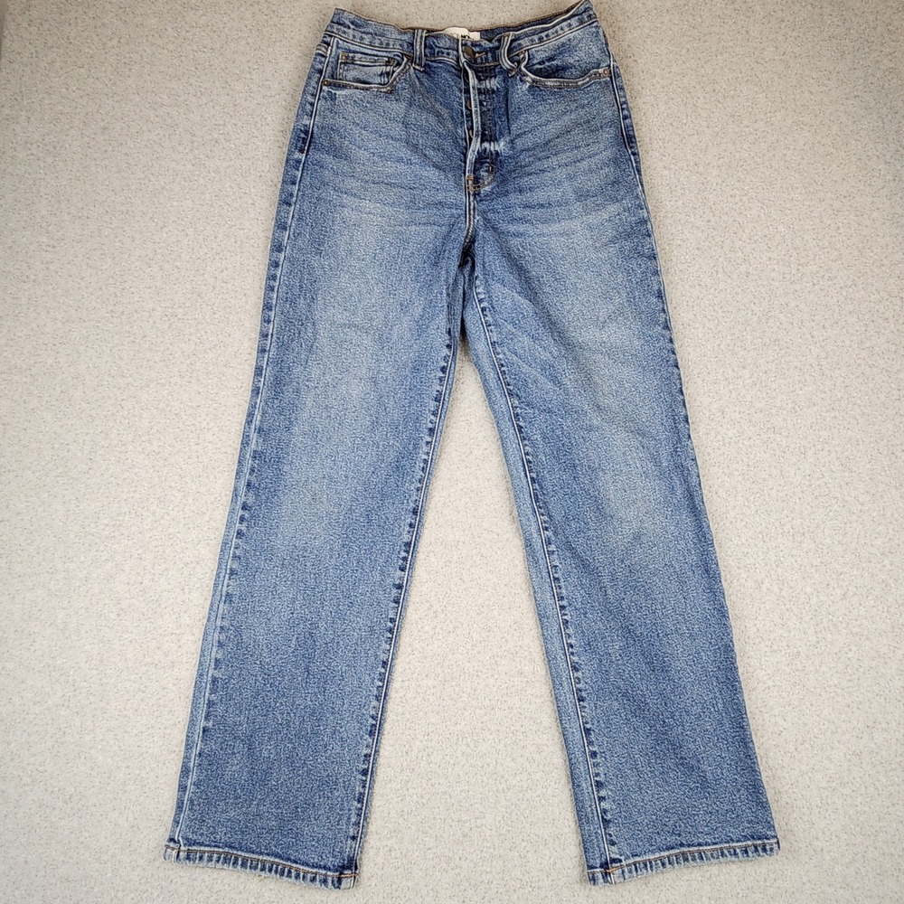 Fashion Nova High Rise Straight Leg Jeans Women's Size 7 Medium Wash Button Fly